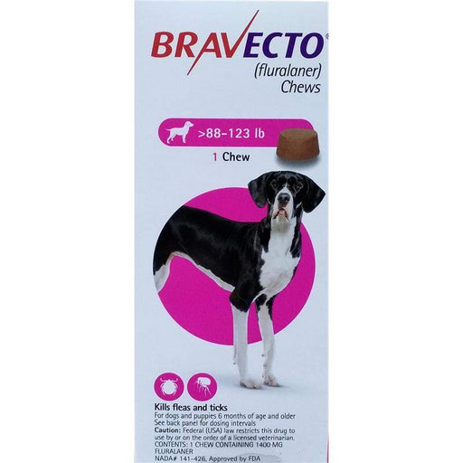 Bravecto Chews 88-123 lb, Extra Large Dog (Pink)