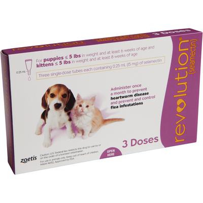 Revolution Topical Solution for Kittens & Puppies, under 5 lbs, (Mauve Box)