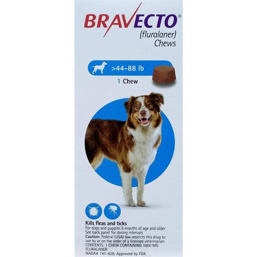 Bravecto Chews 44-88 lb, Large Dog (BLUE)