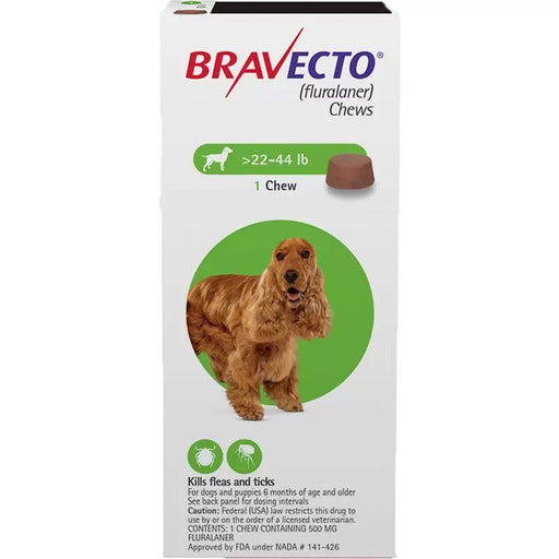 Bravecto Chews 22-44 lb, Medium Dog (GREEN)