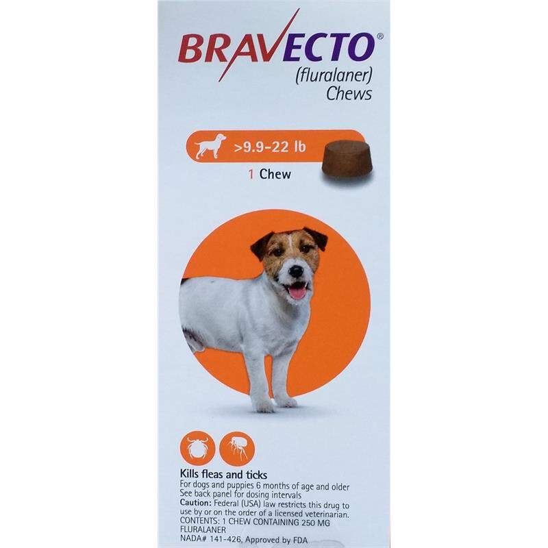 Bravecto Chews 9.9-22 lb, Small Dog (Orange)